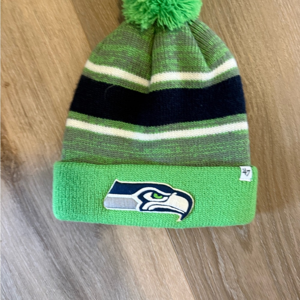 New Seattle Seahawks '47 NFL Calgary Cuff Knit Beanie - Navy/Lime/Gray Heather